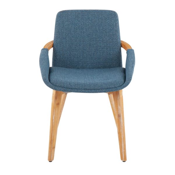 Cosmo Mid Century Modern Blue Fabric Accent Chair Bamboo Frame 6