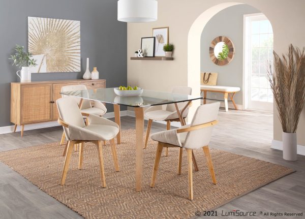 Cosmo Mid Century Modern Natural Bamboo and Cream Accent Chair 1