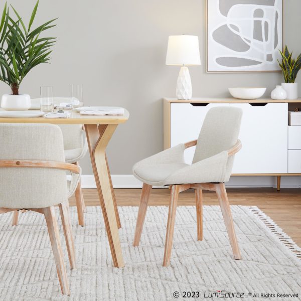 Cosmo Mid Century Modern Natural Bamboo and Cream Accent Chair 2