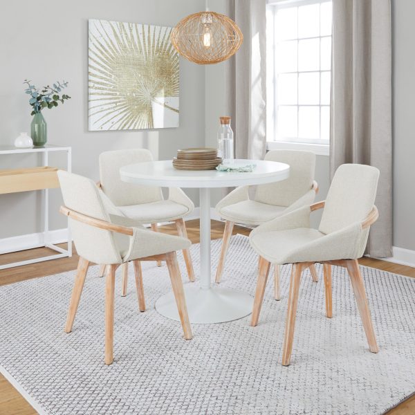 Cosmo Mid Century Modern Natural Bamboo and Cream Accent Chair 3