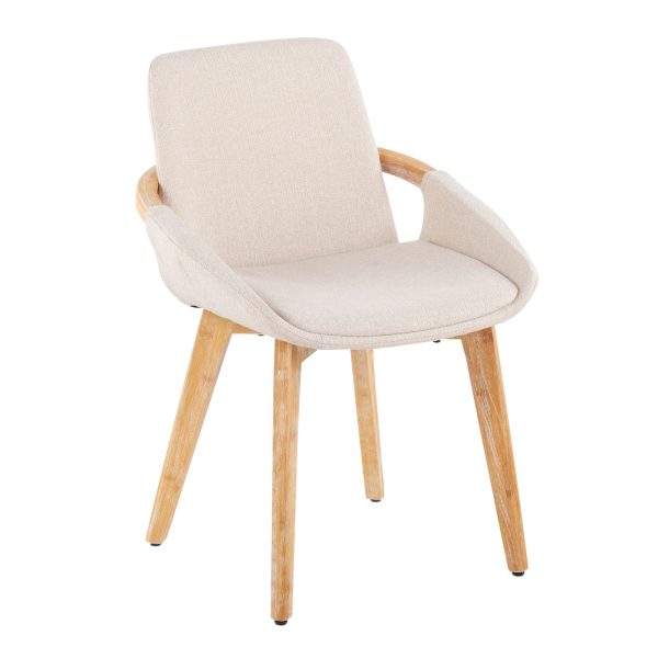 Cosmo Mid Century Modern Natural Bamboo and Cream Accent Chair 4