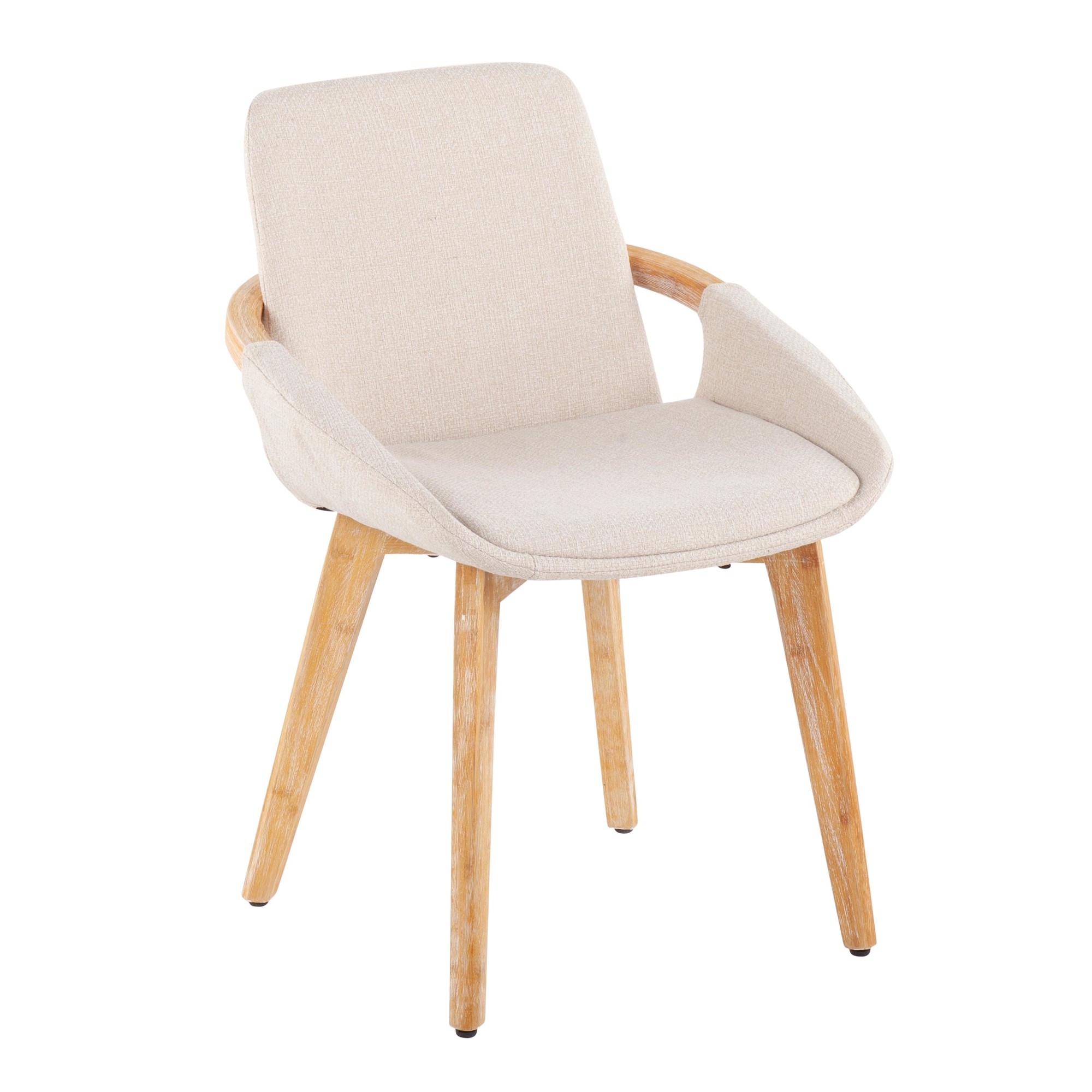 Cosmo Mid-Century Modern Natural Bamboo and Cream Accent Chair 5 Cosmo Mid-Century Modern Natural Bamboo and Cream Accent Chair - Image 5