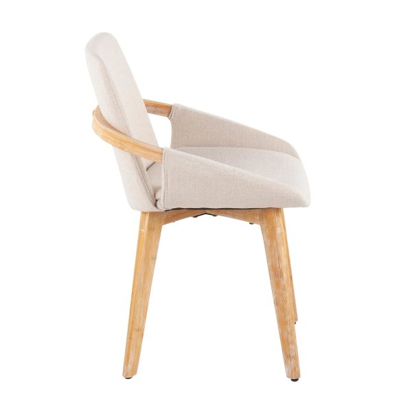 Cosmo Mid Century Modern Natural Bamboo and Cream Accent Chair 5
