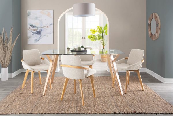 Cosmo Mid Century Modern Natural Bamboo and Cream Accent Chair