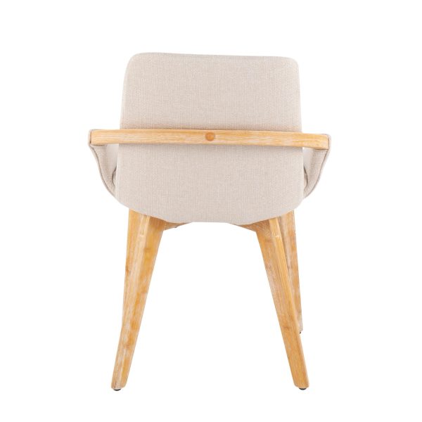 Cosmo Mid Century Modern Natural Bamboo and Cream Accent Chair 7