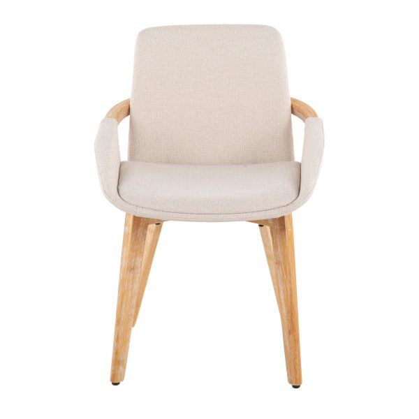 Cosmo Mid Century Modern Natural Bamboo and Cream Accent Chair 8