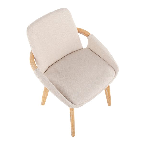 Cosmo Mid Century Modern Natural Bamboo and Cream Accent Chair 9