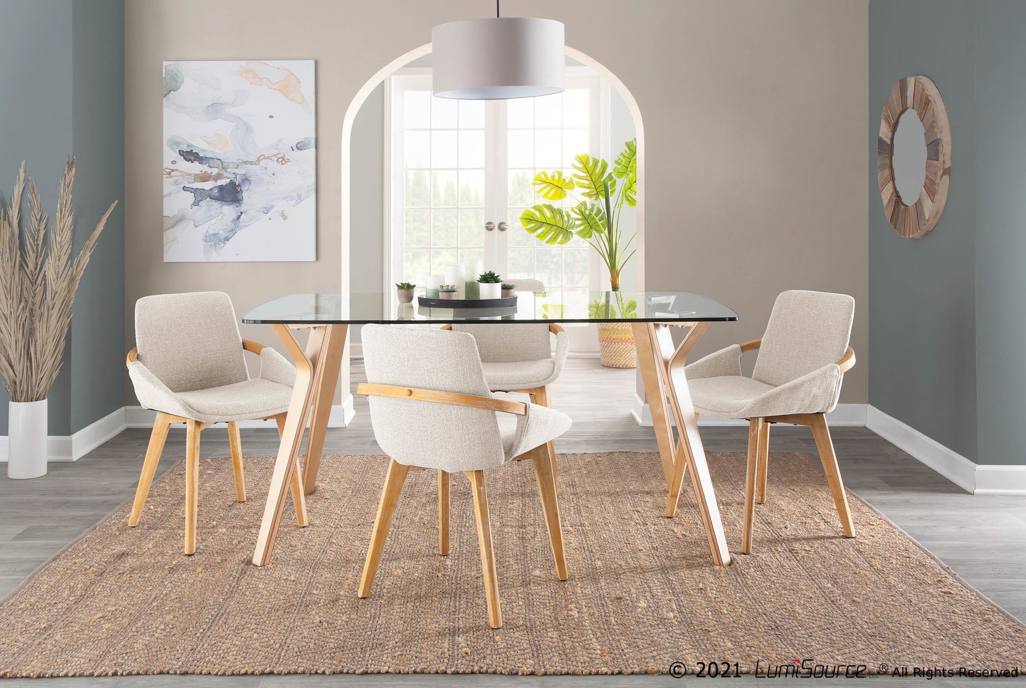Cosmo Mid-Century Modern Natural Bamboo and Cream Accent Chair 1 Cosmo Mid-Century Modern Natural Bamboo and Cream Accent Chair