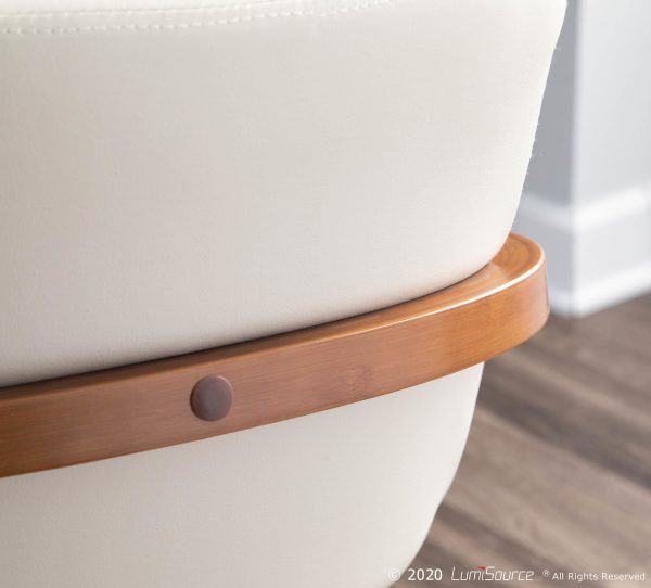 Cosmo Mid Century Modern Walnut and Cream Faux Leather Chair 1