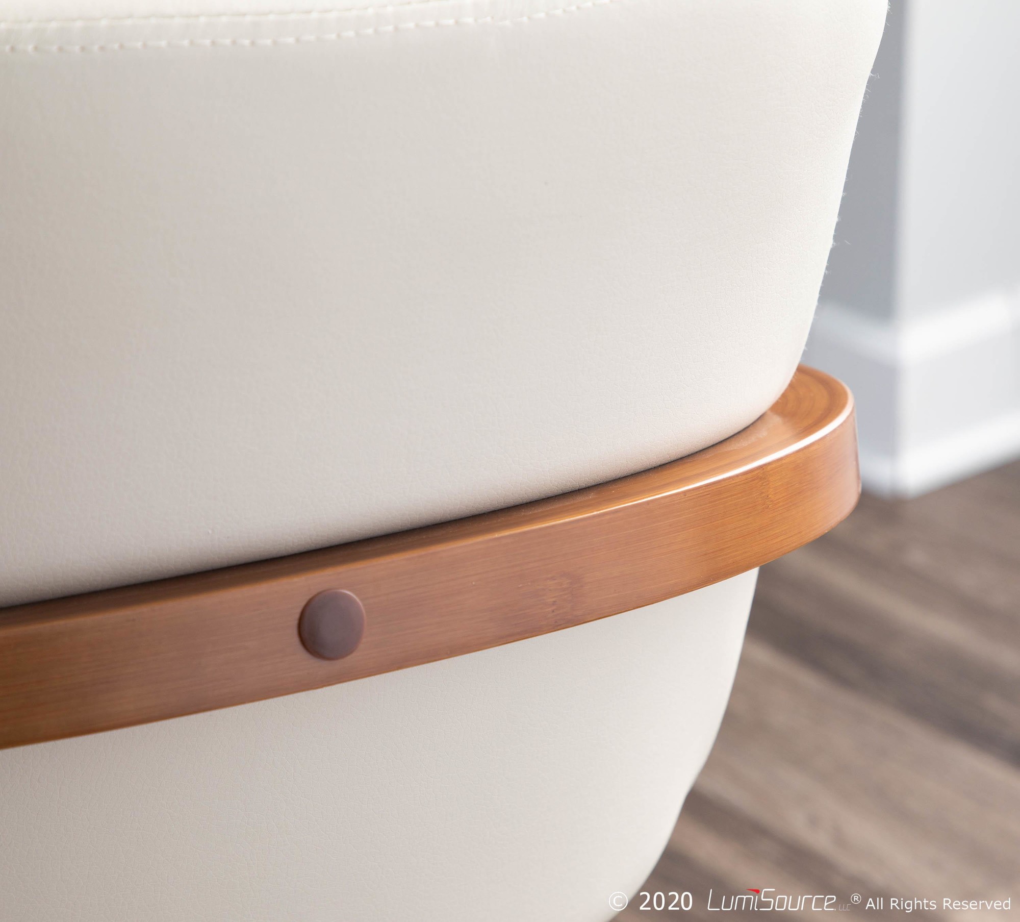 Cosmo Mid-Century Modern Walnut and Cream Faux Leather Chair 2 Cosmo Mid-Century Modern Walnut and Cream Faux Leather Chair - Image 2