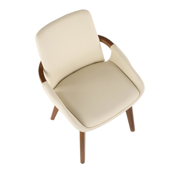 Cosmo Mid Century Modern Walnut and Cream Faux Leather Chair 10