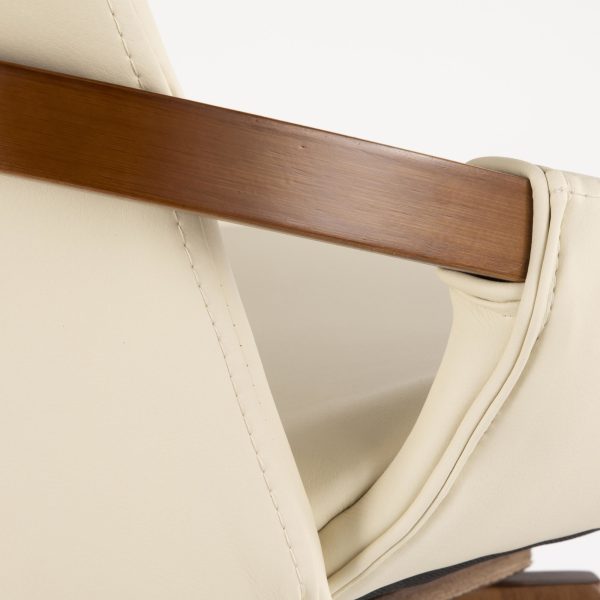 Cosmo Mid Century Modern Walnut and Cream Faux Leather Chair 11