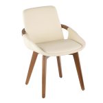 Cosmo Mid-Century Modern Walnut and Cream Faux Leather Chair 18 Cosmo Mid-Century Modern Walnut and Cream Faux Leather Chair