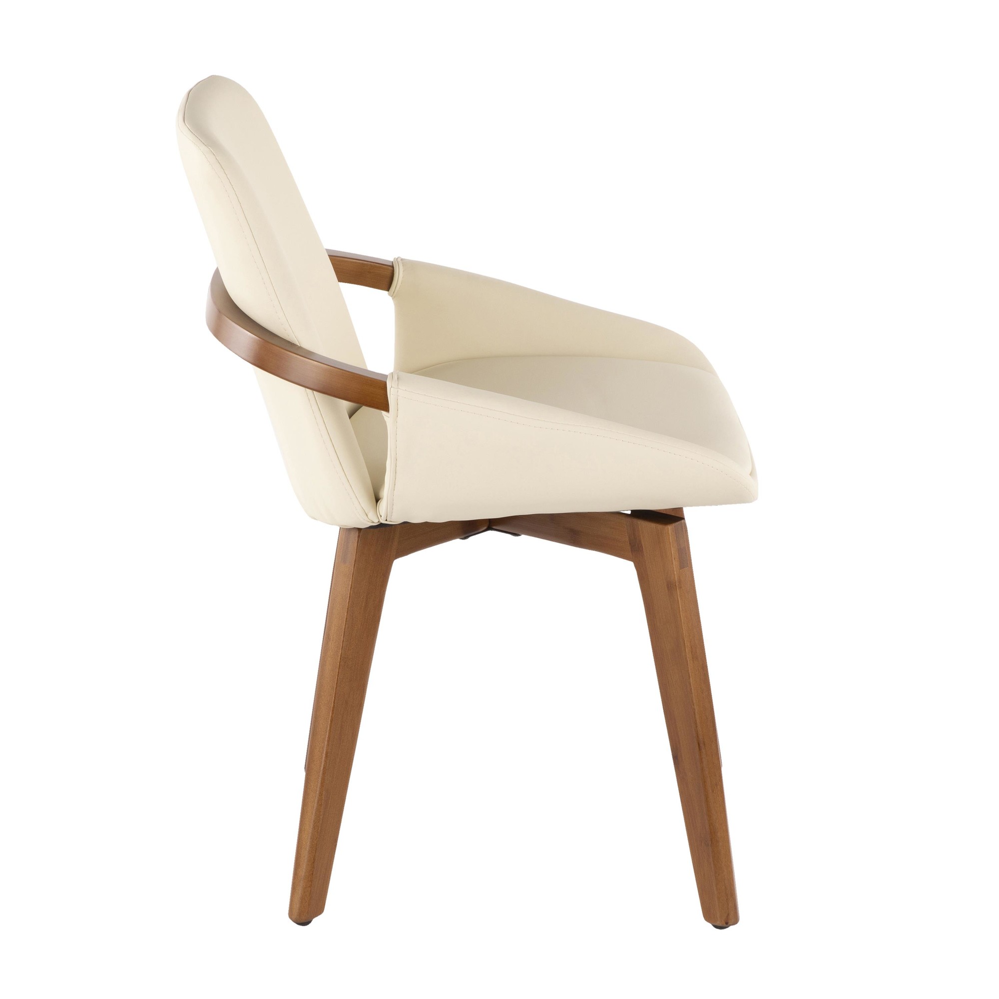 Cosmo Mid-Century Modern Walnut and Cream Faux Leather Chair 6 Cosmo Mid-Century Modern Walnut and Cream Faux Leather Chair - Image 6