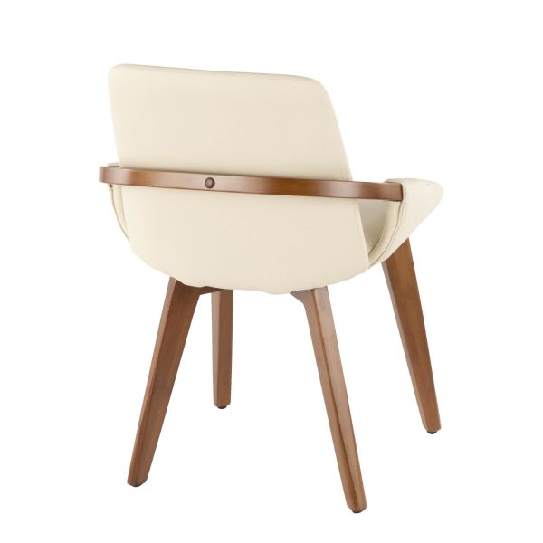 Cosmo Mid Century Modern Walnut and Cream Faux Leather Chair 7