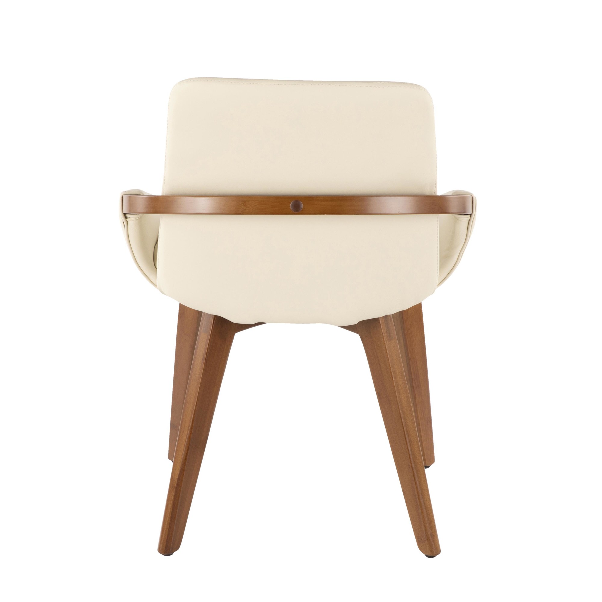Cosmo Mid-Century Modern Walnut and Cream Faux Leather Chair 8 Cosmo Mid-Century Modern Walnut and Cream Faux Leather Chair - Image 8