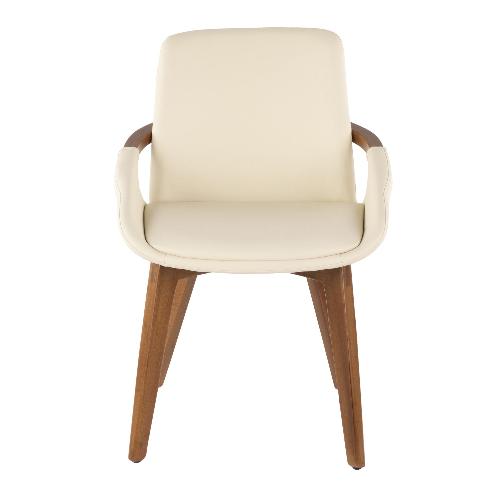 Cosmo Mid-Century Modern Walnut and Cream Faux Leather Chair 9 Cosmo Mid-Century Modern Walnut and Cream Faux Leather Chair - Image 9