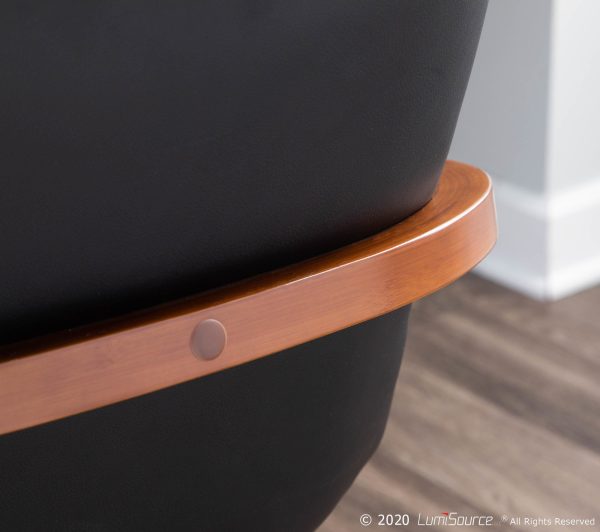 Cosmo Mid Century Walnut and Black Faux Leather Chair 1