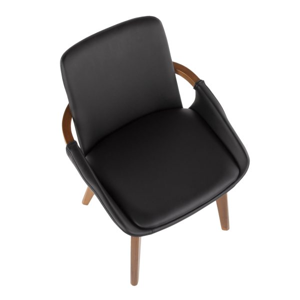 Cosmo Mid Century Walnut and Black Faux Leather Chair 10
