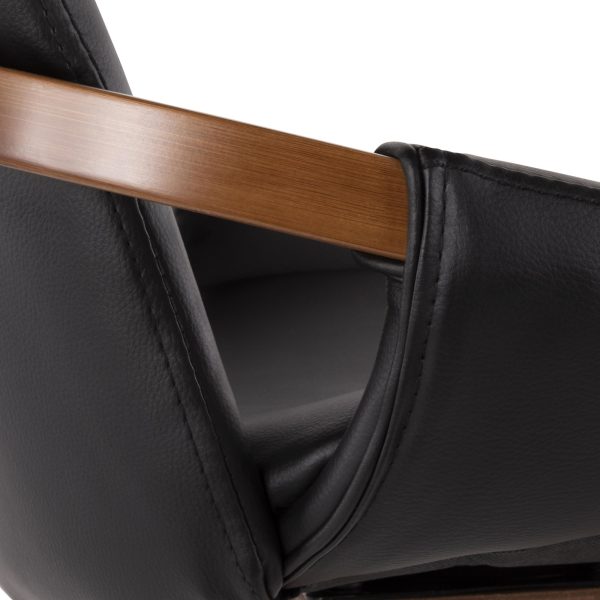 Cosmo Mid Century Walnut and Black Faux Leather Chair 11