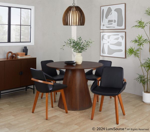 Cosmo Mid Century Walnut and Black Faux Leather Chair 3