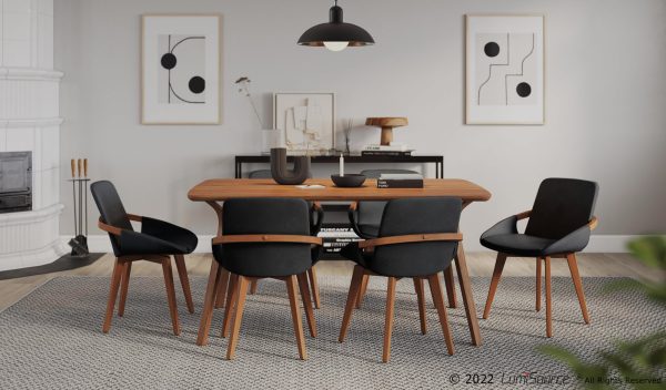 Cosmo Mid Century Walnut and Black Faux Leather Chair 4