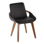 Cosmo Mid-Century Walnut and Black Faux Leather Chair 19 Cosmo Mid-Century Walnut and Black Faux Leather Chair