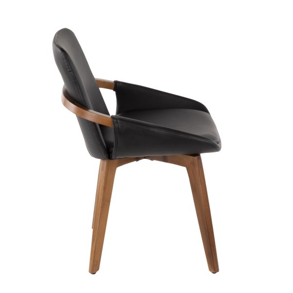 Cosmo Mid Century Walnut and Black Faux Leather Chair 6