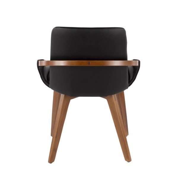 Cosmo Mid Century Walnut and Black Faux Leather Chair 8