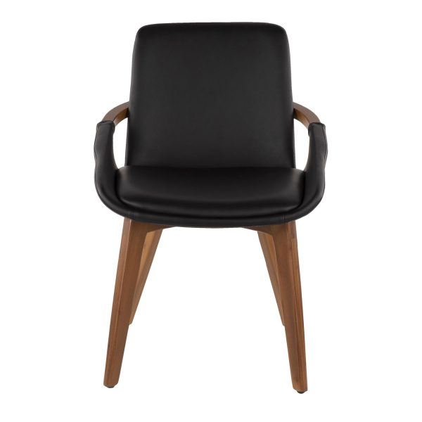 Cosmo Mid Century Walnut and Black Faux Leather Chair 9