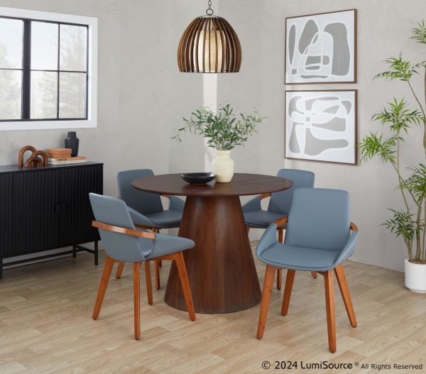 Cosmo Mid Century Walnut and Grey Faux Leather Chair 1
