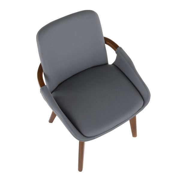 Cosmo Mid Century Walnut and Grey Faux Leather Chair 10