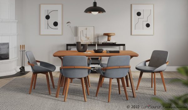 Cosmo Mid Century Walnut and Grey Faux Leather Chair 2