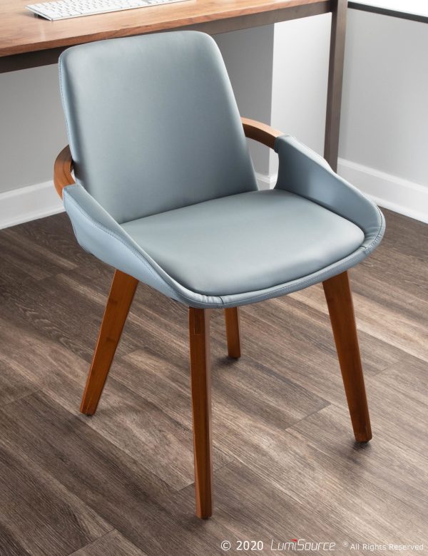 Cosmo Mid Century Walnut and Grey Faux Leather Chair 3