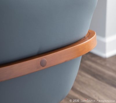 Cosmo Mid-Century Walnut and Grey Faux Leather Chair