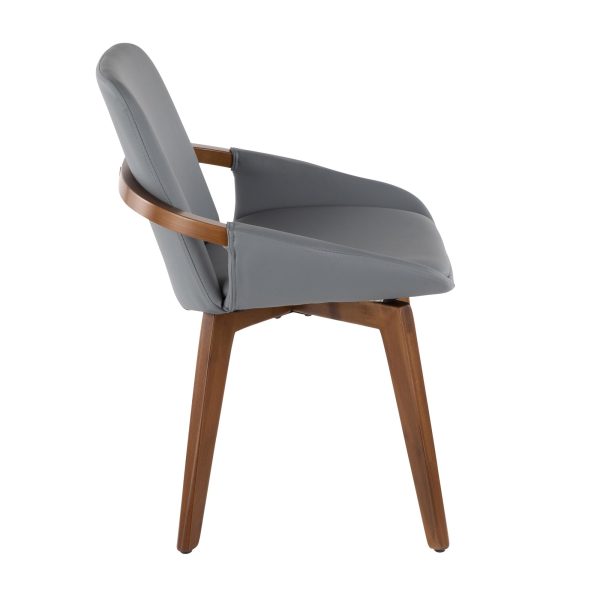 Cosmo Mid Century Walnut and Grey Faux Leather Chair 6