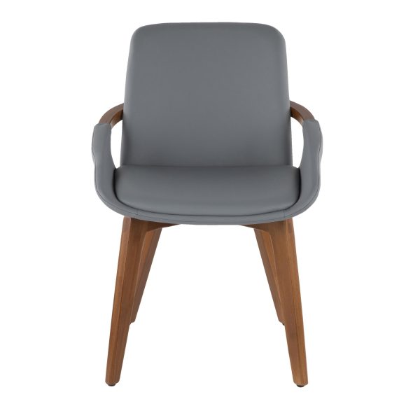 Cosmo Mid Century Walnut and Grey Faux Leather Chair 9