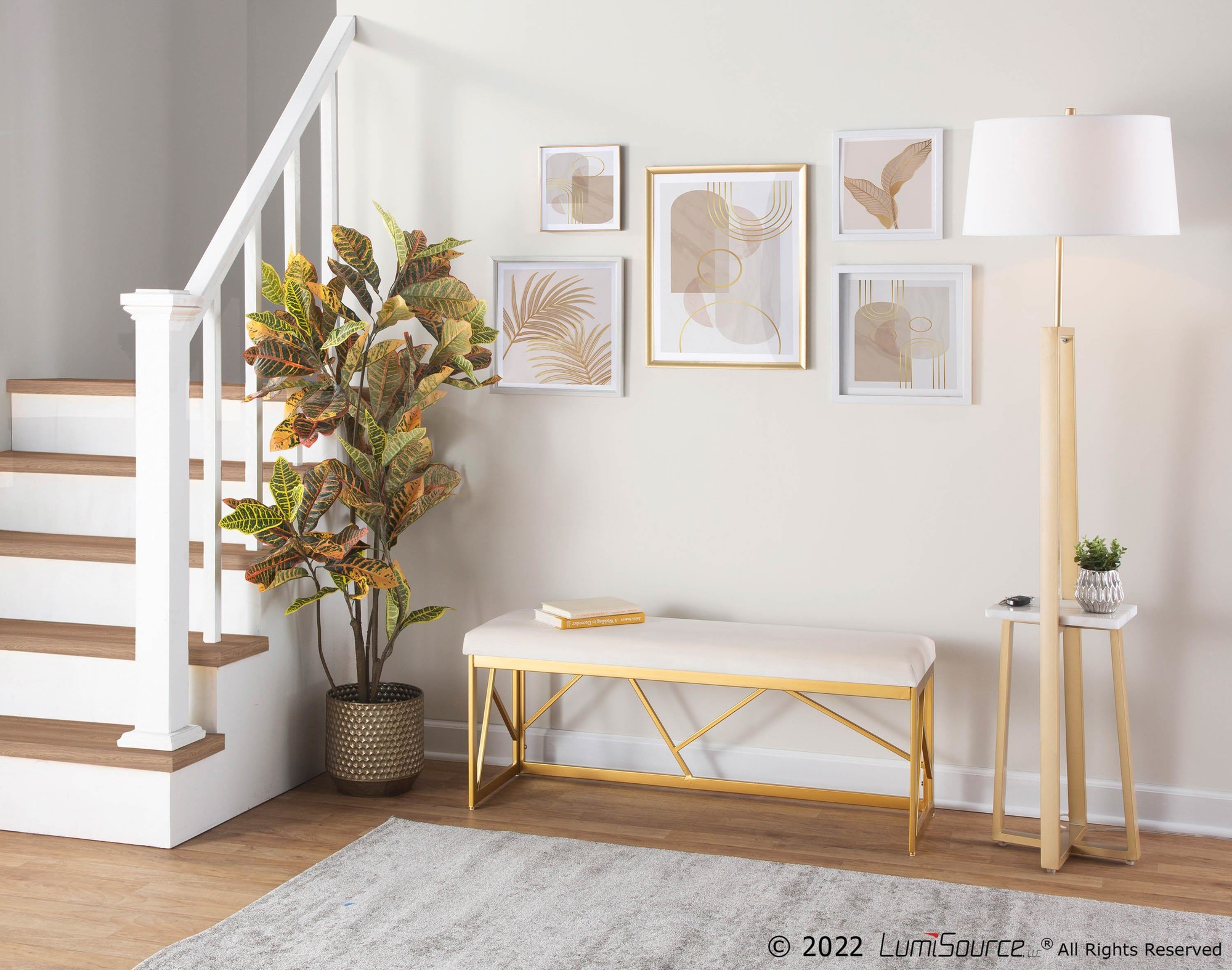 Cosmo White Marble and Gold Contemporary Shelf Floor Lamp 2 Cosmo White Marble and Gold Contemporary Shelf Floor Lamp - Image 2