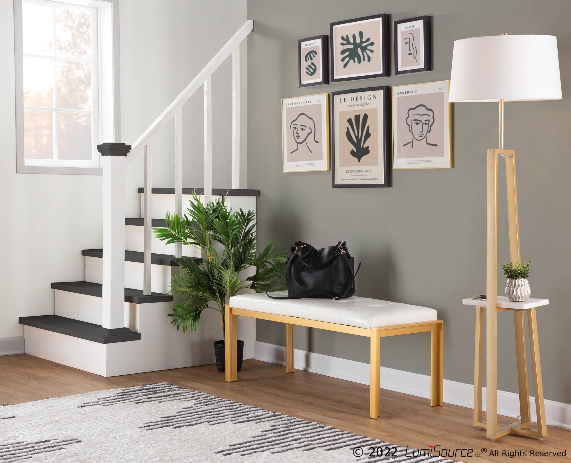 Cosmo White Marble and Gold Contemporary Shelf Floor Lamp 1 Cosmo White Marble and Gold Contemporary Shelf Floor Lamp