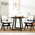 Swivel Wooden Dining Chairs with Faux Sherpa Upholstery (Set of 2) 8 Swivel Wooden Dining Chairs with Faux Sherpa Upholstery (Set of 2)