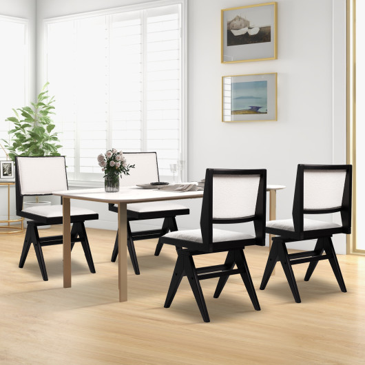 Swivel Wooden Dining Chairs with Faux Sherpa Upholstery (Set of 2) 2 Swivel Wooden Dining Chairs with Faux Sherpa Upholstery (Set of 2) - Image 2