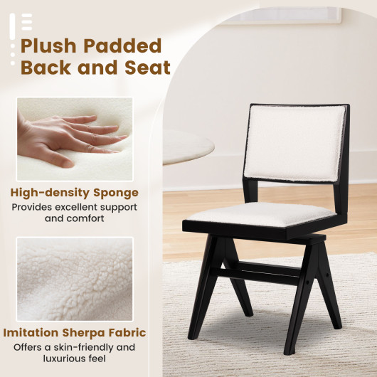 Swivel Wooden Dining Chairs with Faux Sherpa Upholstery (Set of 2) 5 Swivel Wooden Dining Chairs with Faux Sherpa Upholstery (Set of 2) - Image 5