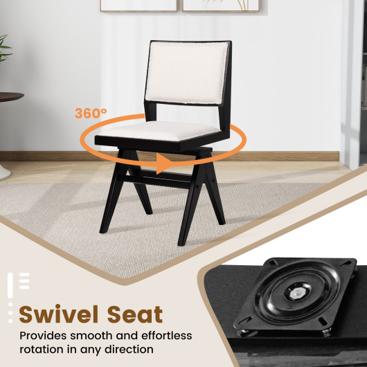 Swivel Wooden Dining Chairs with Faux Sherpa Upholstery (Set of 2) 7 Swivel Wooden Dining Chairs with Faux Sherpa Upholstery (Set of 2) - Image 7