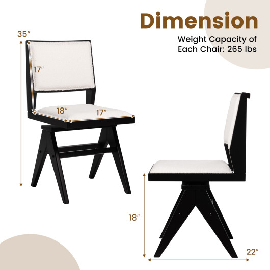 Swivel Wooden Dining Chairs with Faux Sherpa Upholstery (Set of 2) 4 Swivel Wooden Dining Chairs with Faux Sherpa Upholstery (Set of 2) - Image 4