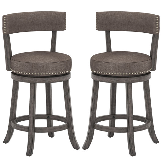 Swivel Counter Height Chairs with Upholstered Seat and Wood Frame (Set of 2) - Image 4