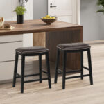 Saddle Seat Counter Height Bar Stools with Rivet Accents (Set of 2)