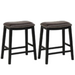 Saddle Seat Counter Height Bar Stools with Rivet Accents (Set of 2)