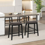 Saddle Seat Counter Height Bar Stools with Rivet Accents (Set of 2)