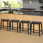 Saddle Seat Counter Height Bar Stools with Rivet Accents (Set of 2)