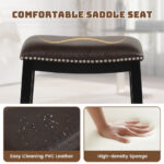 Saddle Seat Counter Height Bar Stools with Rivet Accents (Set of 2)
